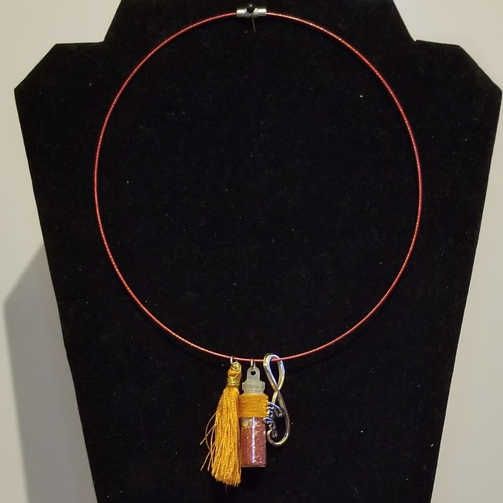 Orange Hope And Wish Bottle Necklace